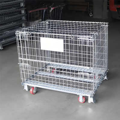 Heavy Duty Collapsible Wire Mesh Storage Cages With Hot Dipped Galvanized Surface
