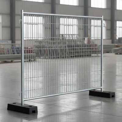 Оцинкованная металлическая временная панель ограждения в стиле Heras 2x3,5 м с резиновой опорной пластиной 32 мм, рамочная трубка